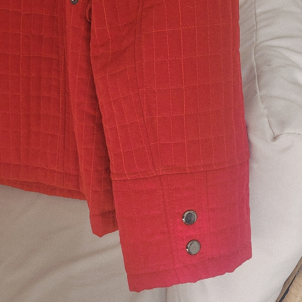 Gallery Quilted Fall Women's Jacket Pockets Zip Lined Red & Brown Size L - Picture 7 of 11